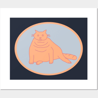 Peach Fuzz Chonk Cat Oval Posters and Art